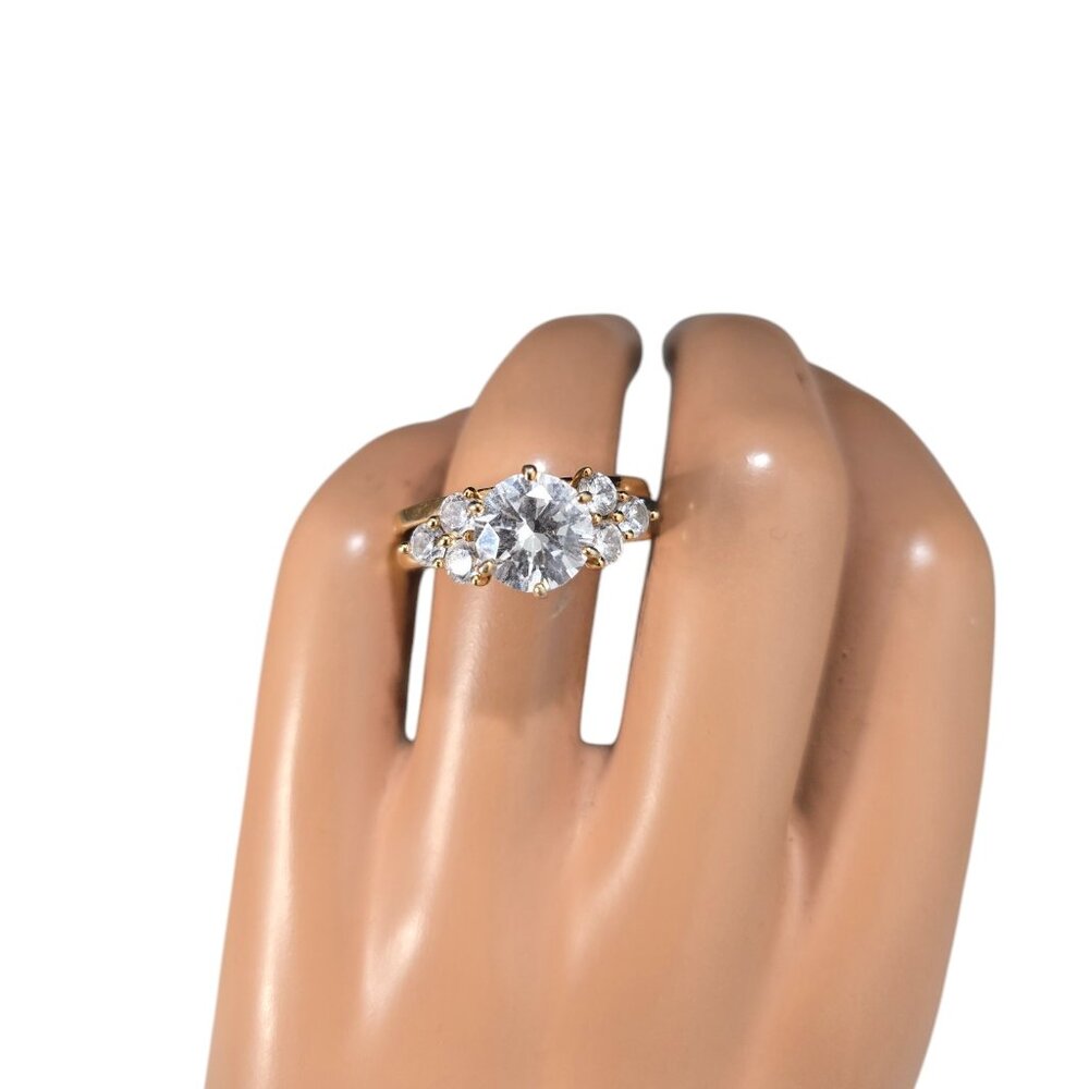 FE Vintage Women's Engagement Ring Set Sterling CZ Size 9